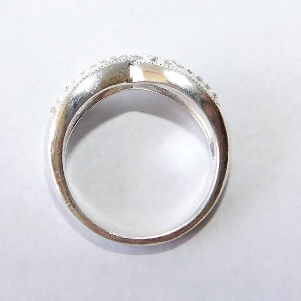 Designer Signed VI Silver Tone Marcasite Ring~6.5 - Picture 7 of 8